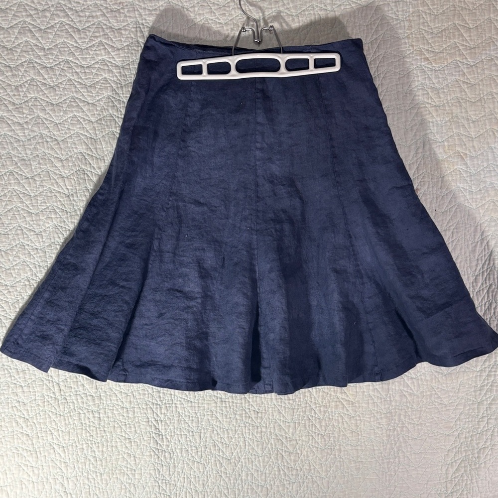 Grace Elements Deep Blue A-Line Skirt 100% Linen